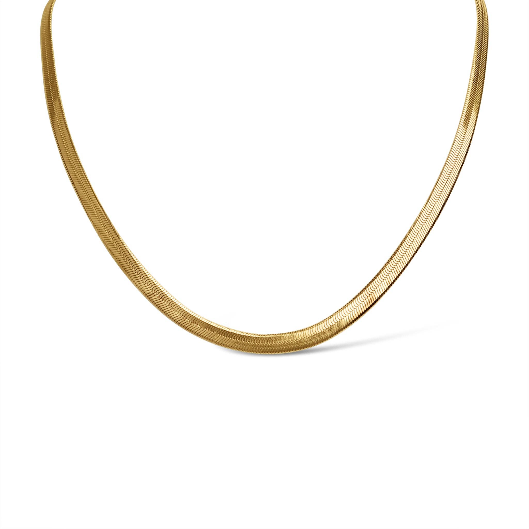 18K Gold Stainless Steel Herringbone Chain Necklace