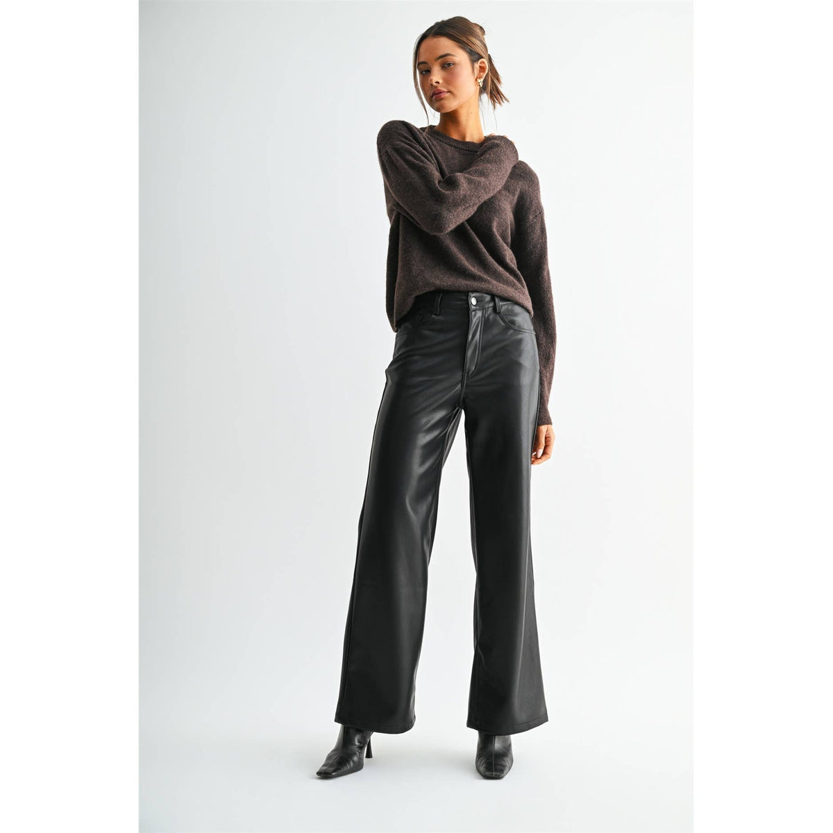 Wide Leg Faux Leather Pants