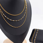 18K Gold PVD Stainless Steel White Confetti Chain Necklace
