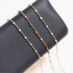 18K Gold PVD Stainless Steel White Confetti Chain Necklace