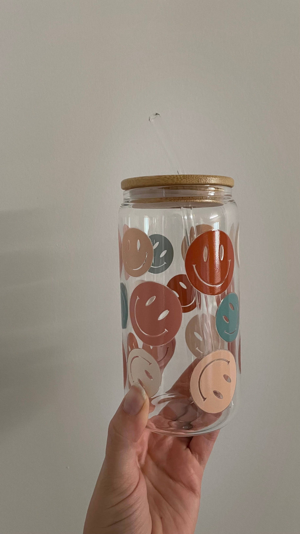 Smiley Glass Can Cup