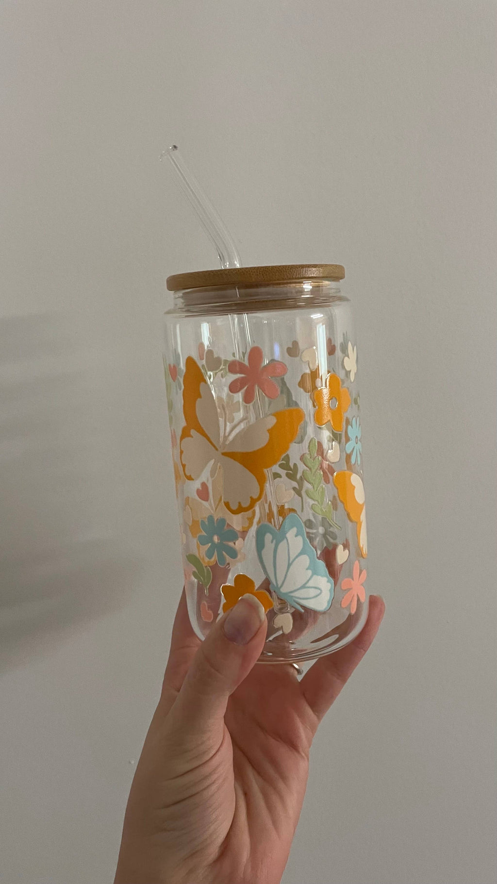 Butterfly Glass Can Cup