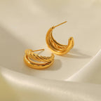 18K Gold Double Stainless Steel Twist Earrings.