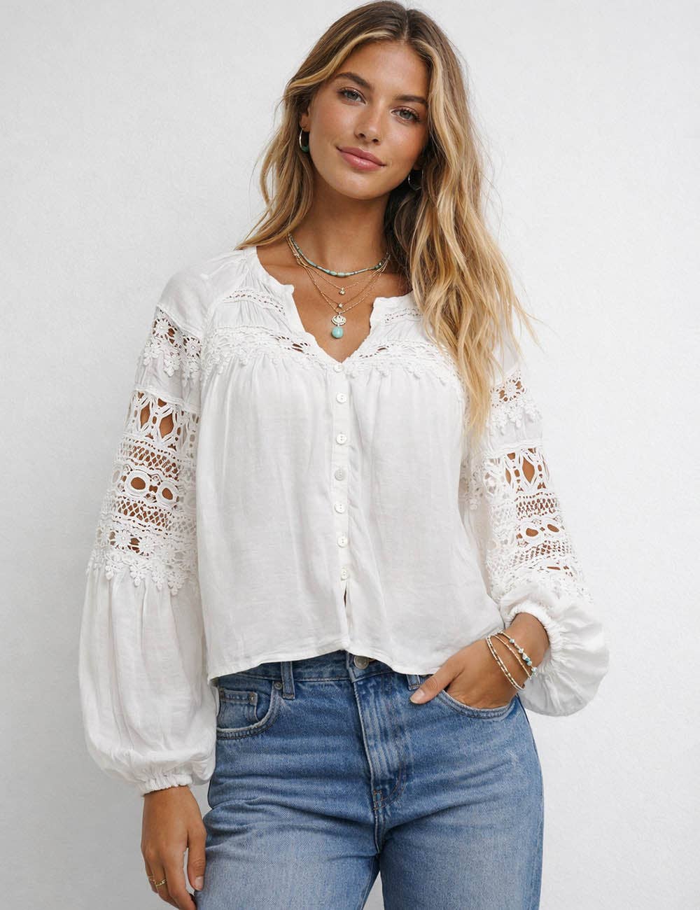 Embroidery Hollow-Out Top