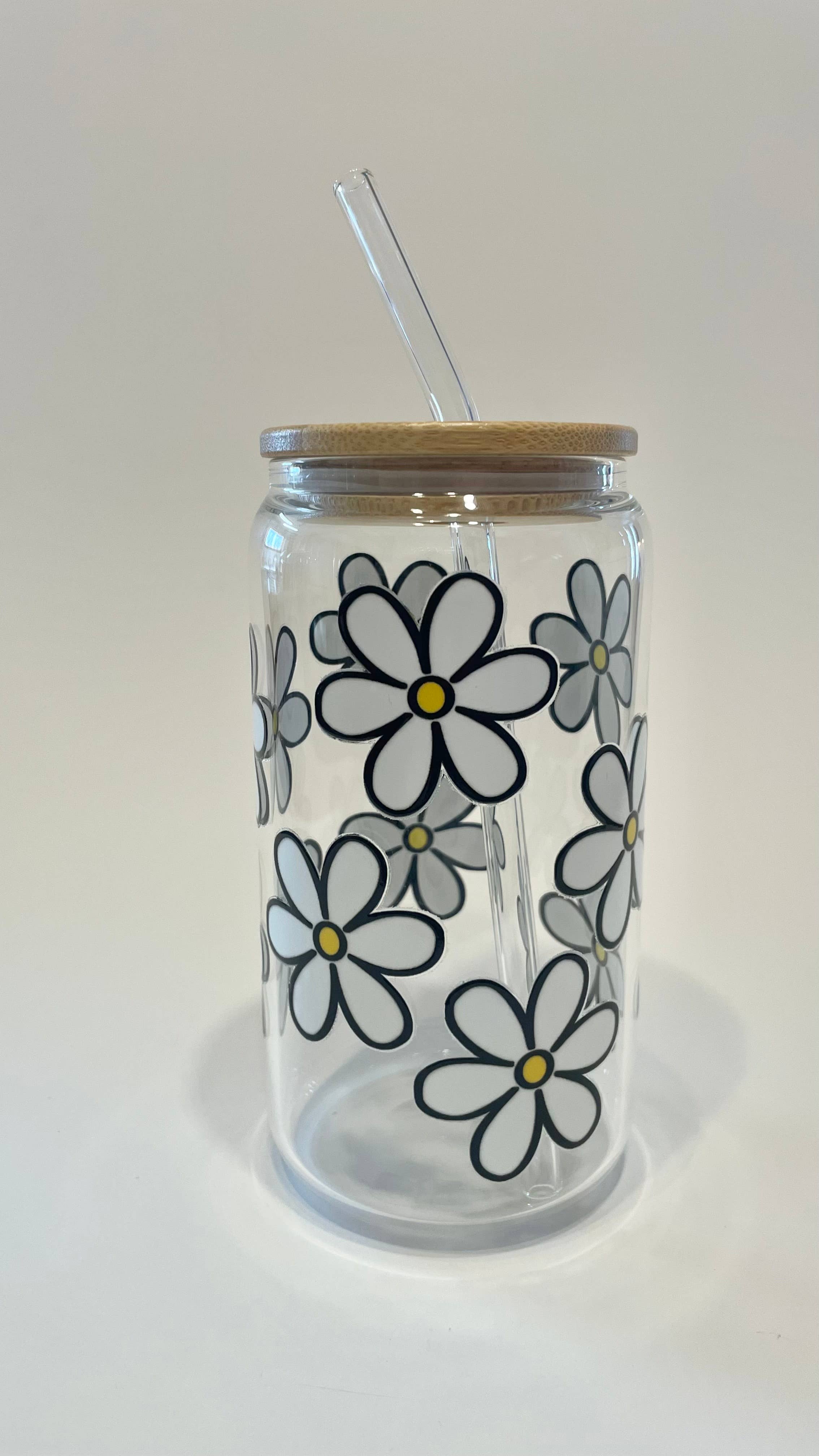 Daisy Glass Can Cup