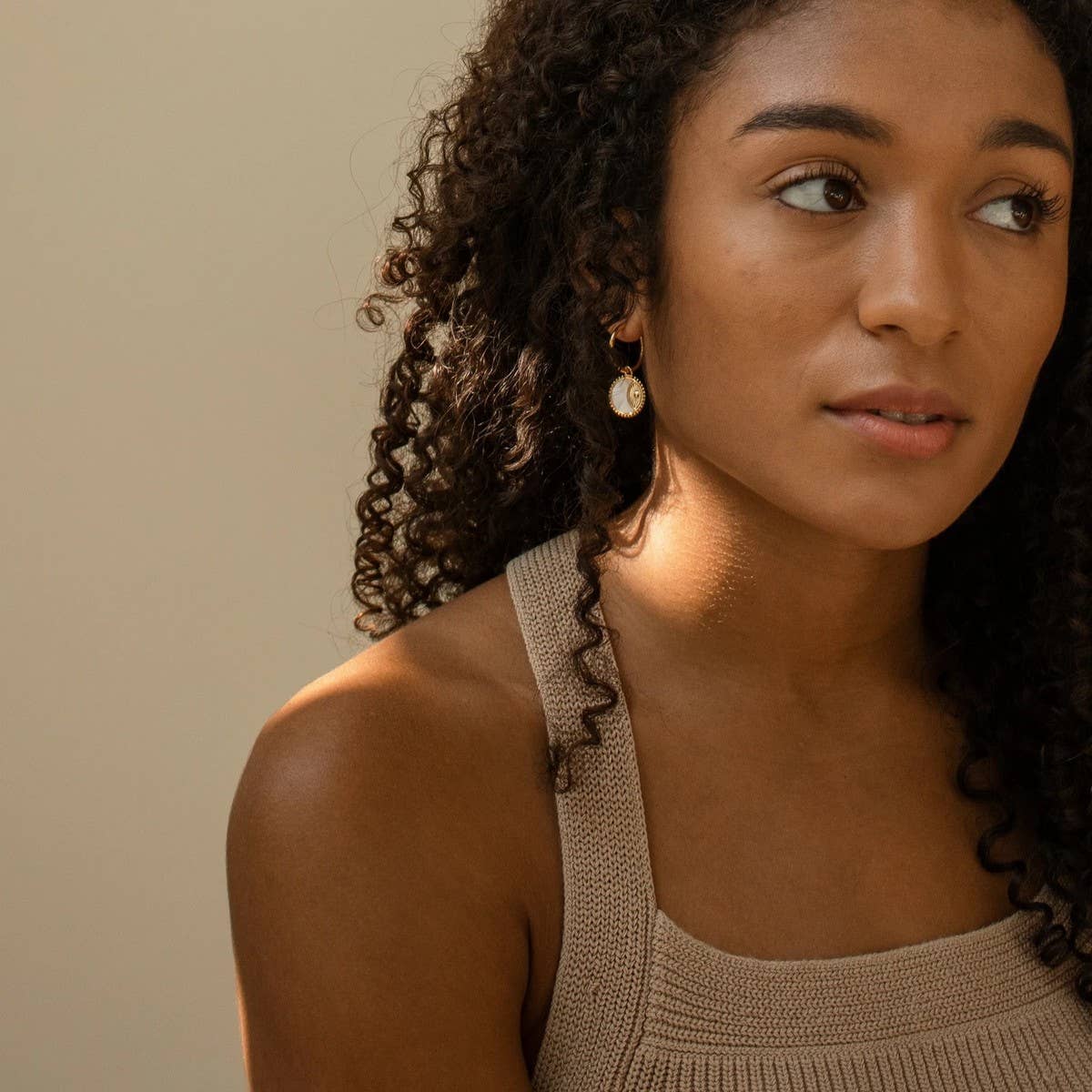 Gold Hoop Earrings Sun Coin & Moon