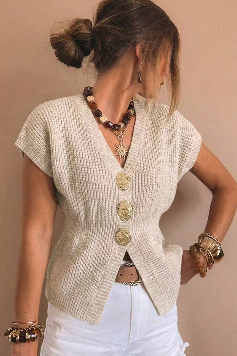 Aurum Gold Detail Knit Sweater