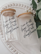 I Can Do All Things Through Christ 16oz Glass Cup with Lid
