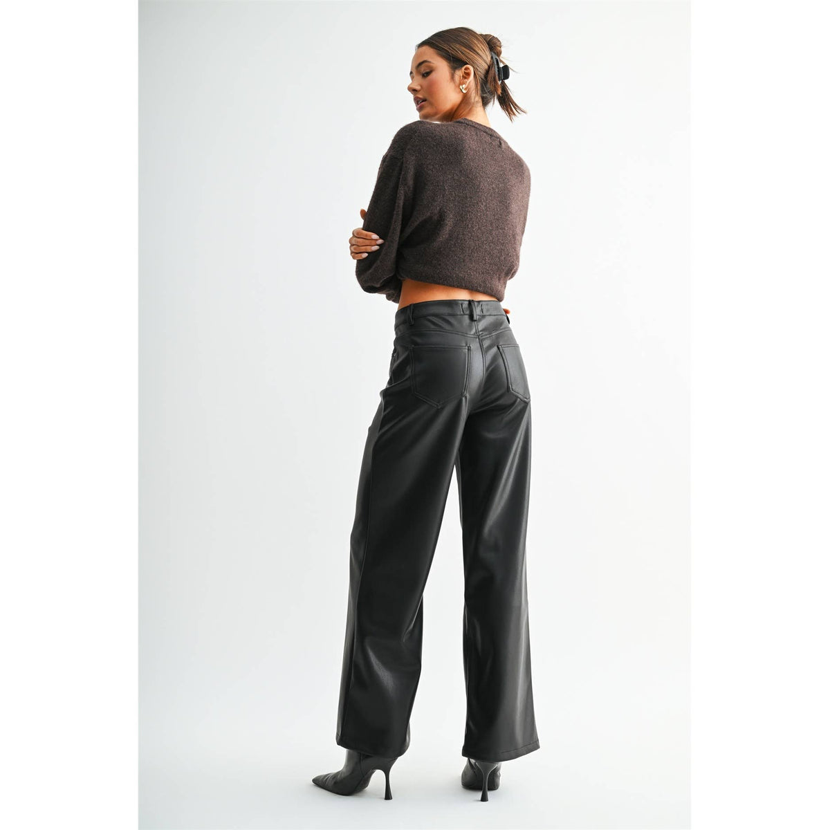 Wide Leg Faux Leather Pants