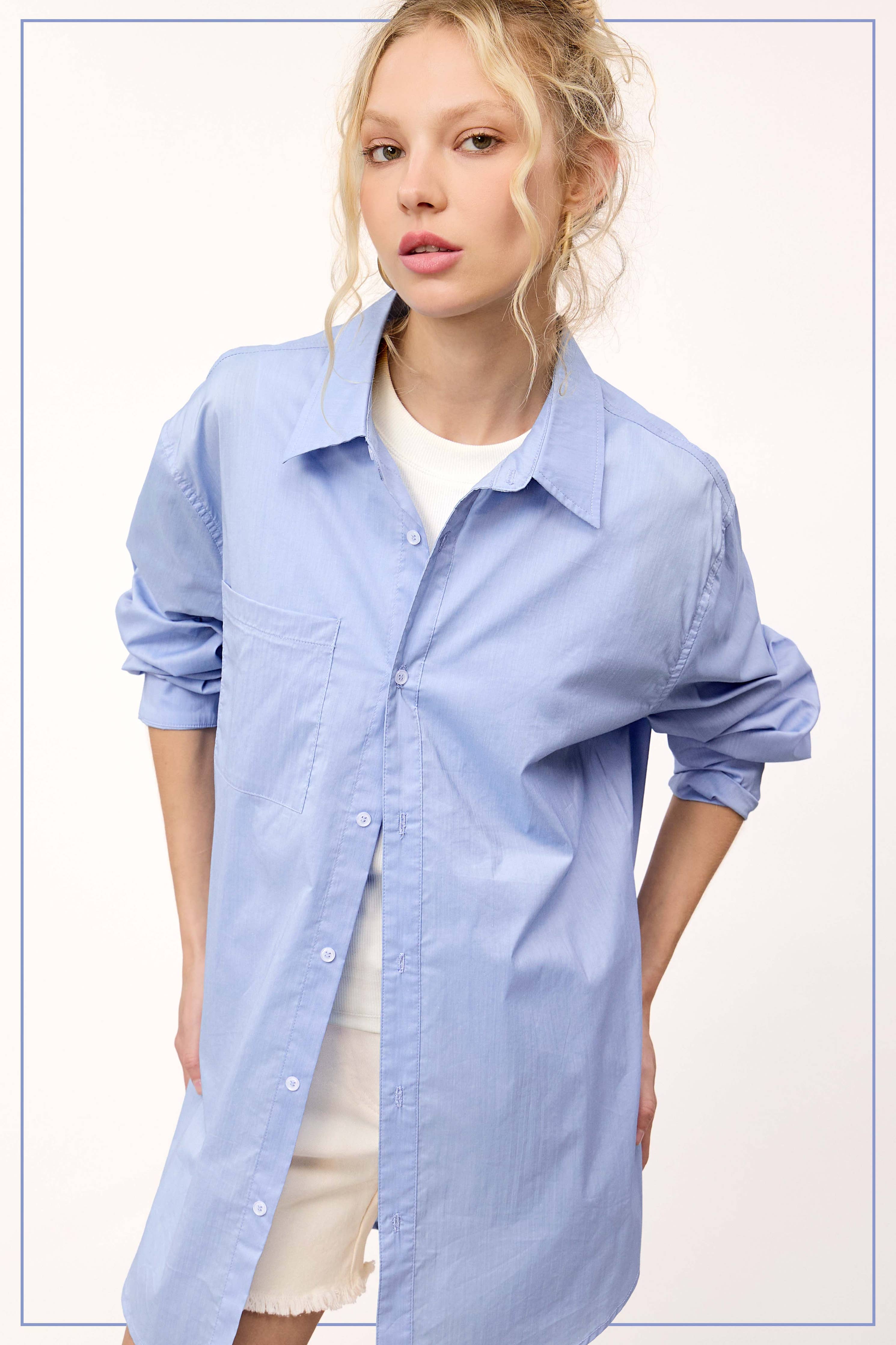Blue Button Down Top