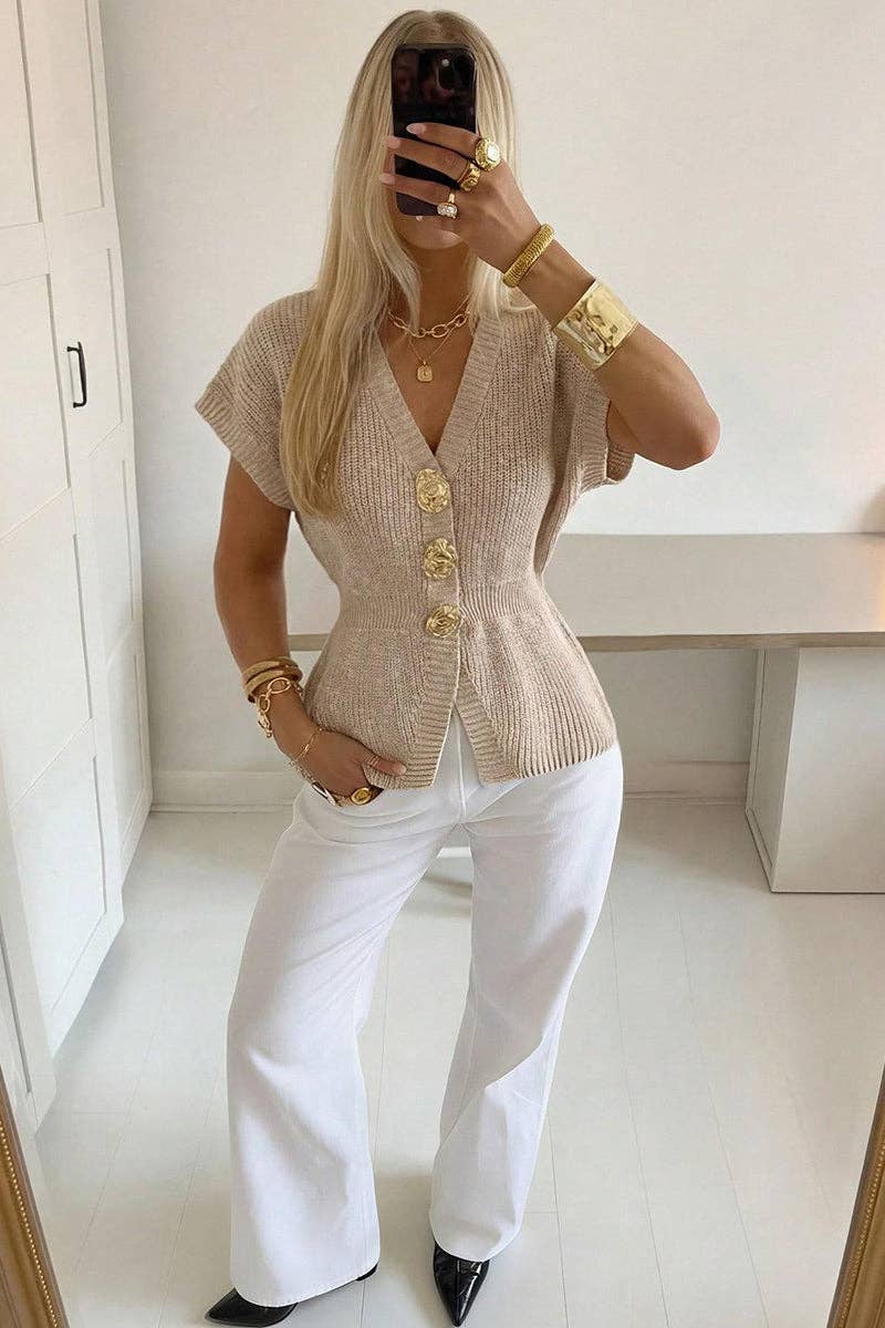 Aurum Gold Detail Knit Sweater