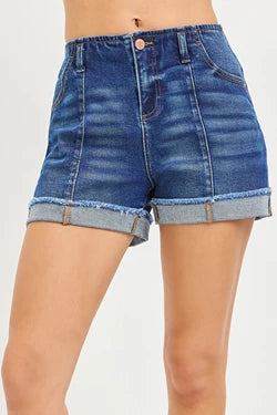 Cuffed Denim Shorts
