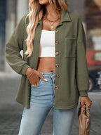 Waffle Knit Button-Up Shirt