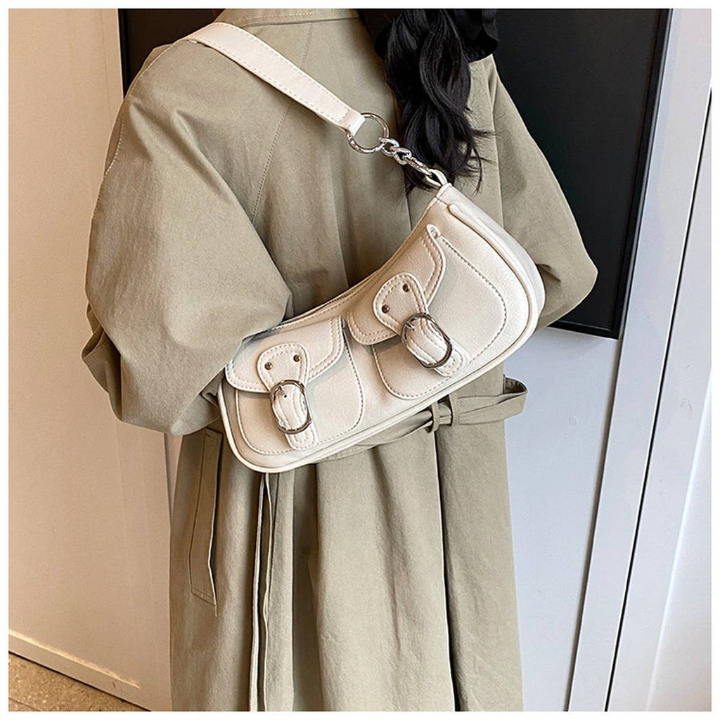 Chocolate Brown Mini Pockets Shoulder Handbag