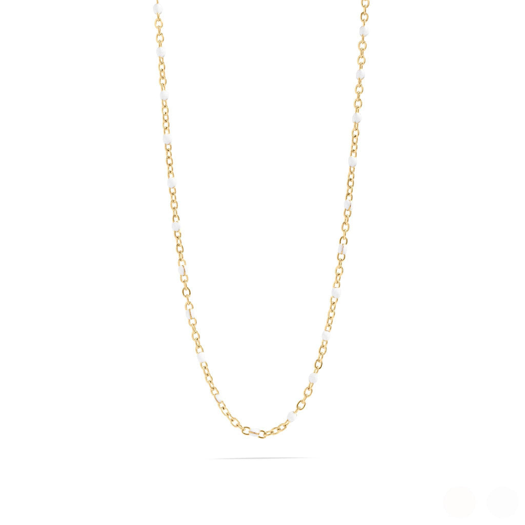 18K Gold PVD Stainless Steel White Confetti Chain Necklace