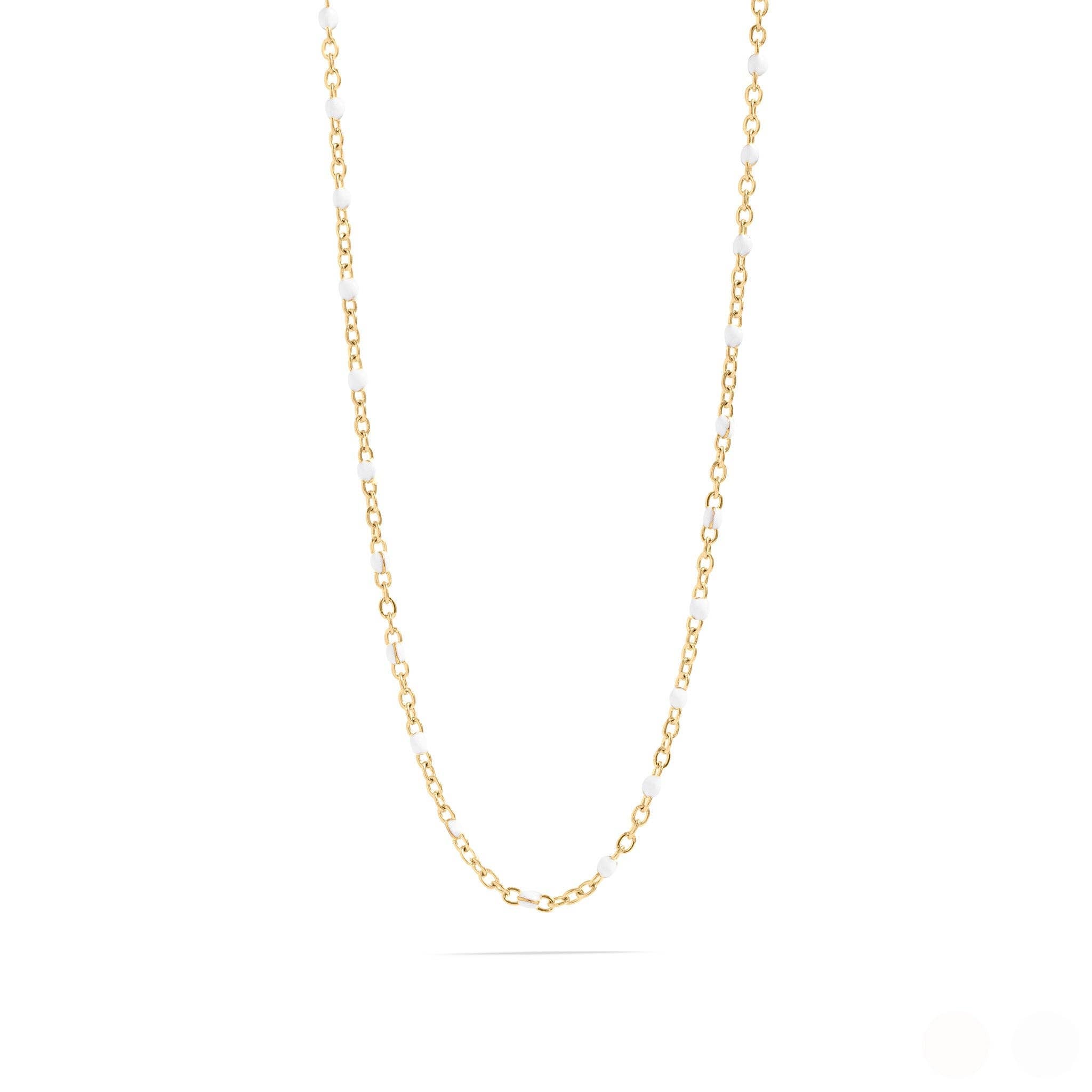 18K Gold PVD Stainless Steel White Confetti Chain Necklace