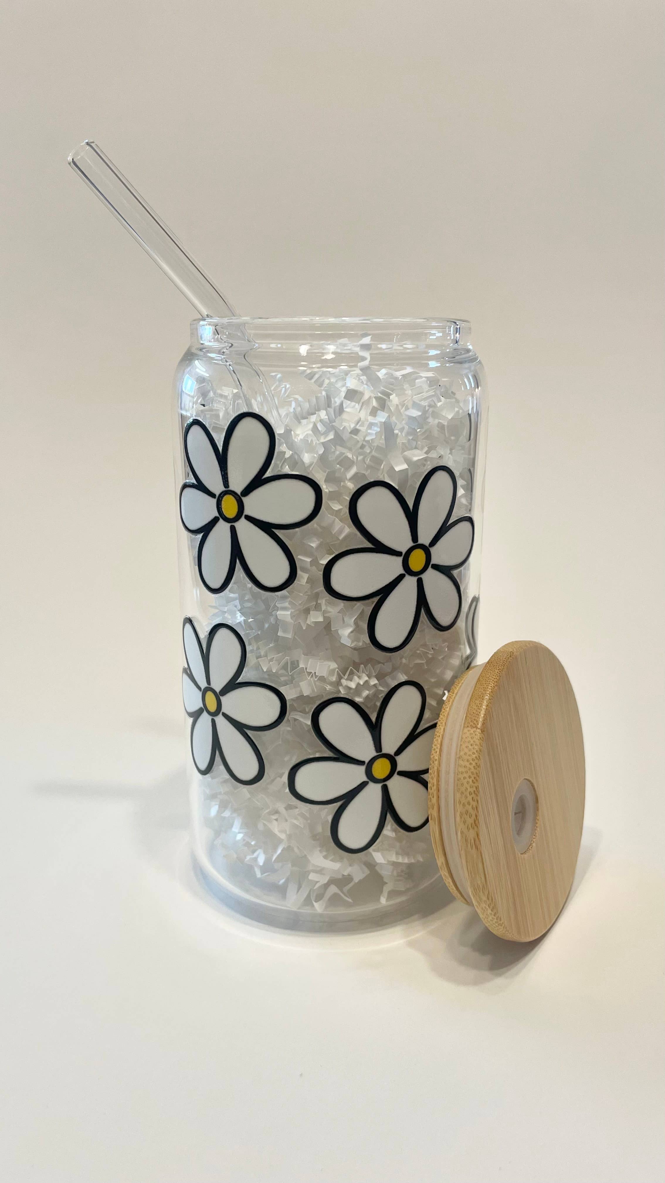 Daisy Glass Can Cup