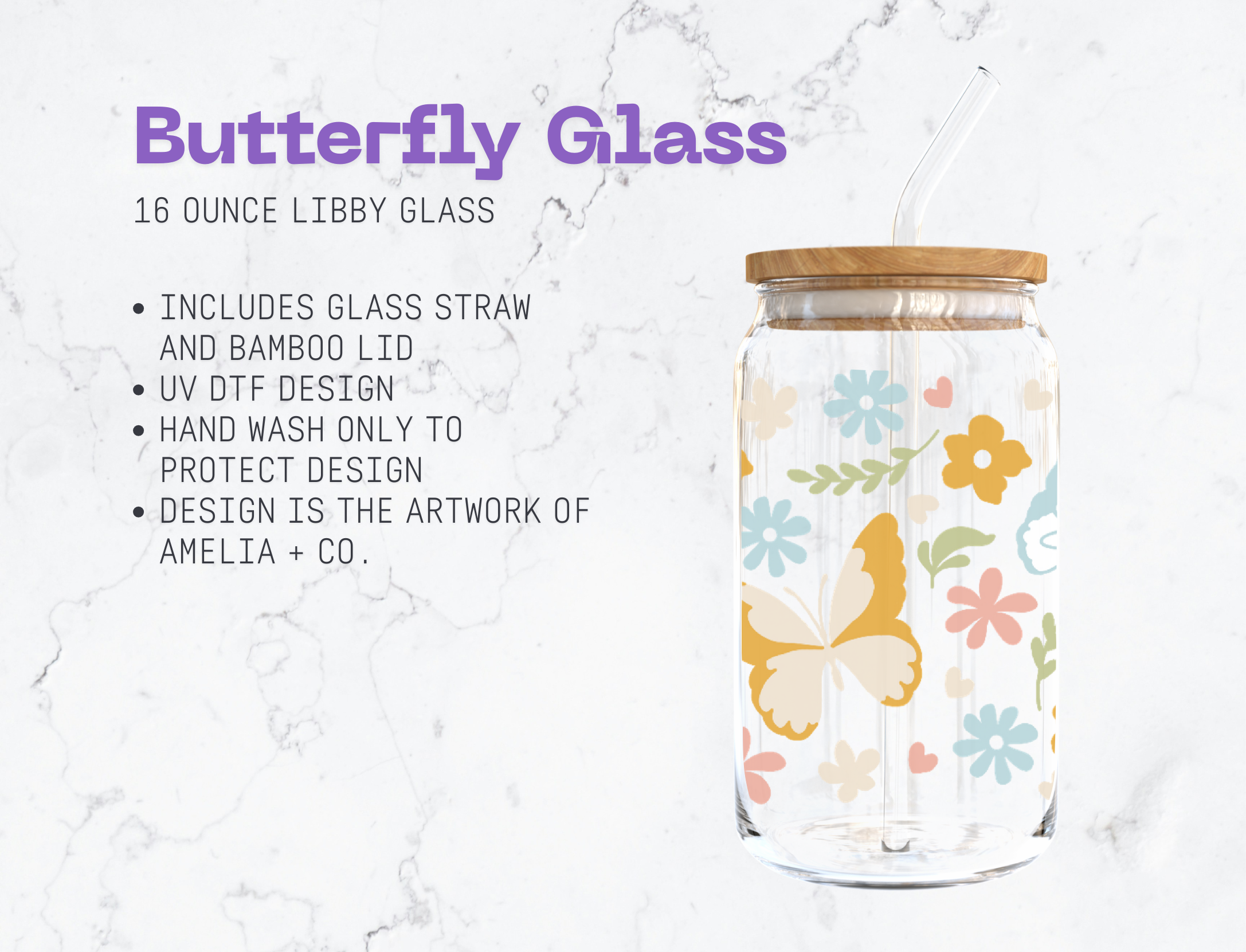 Butterfly Glass Can Cup
