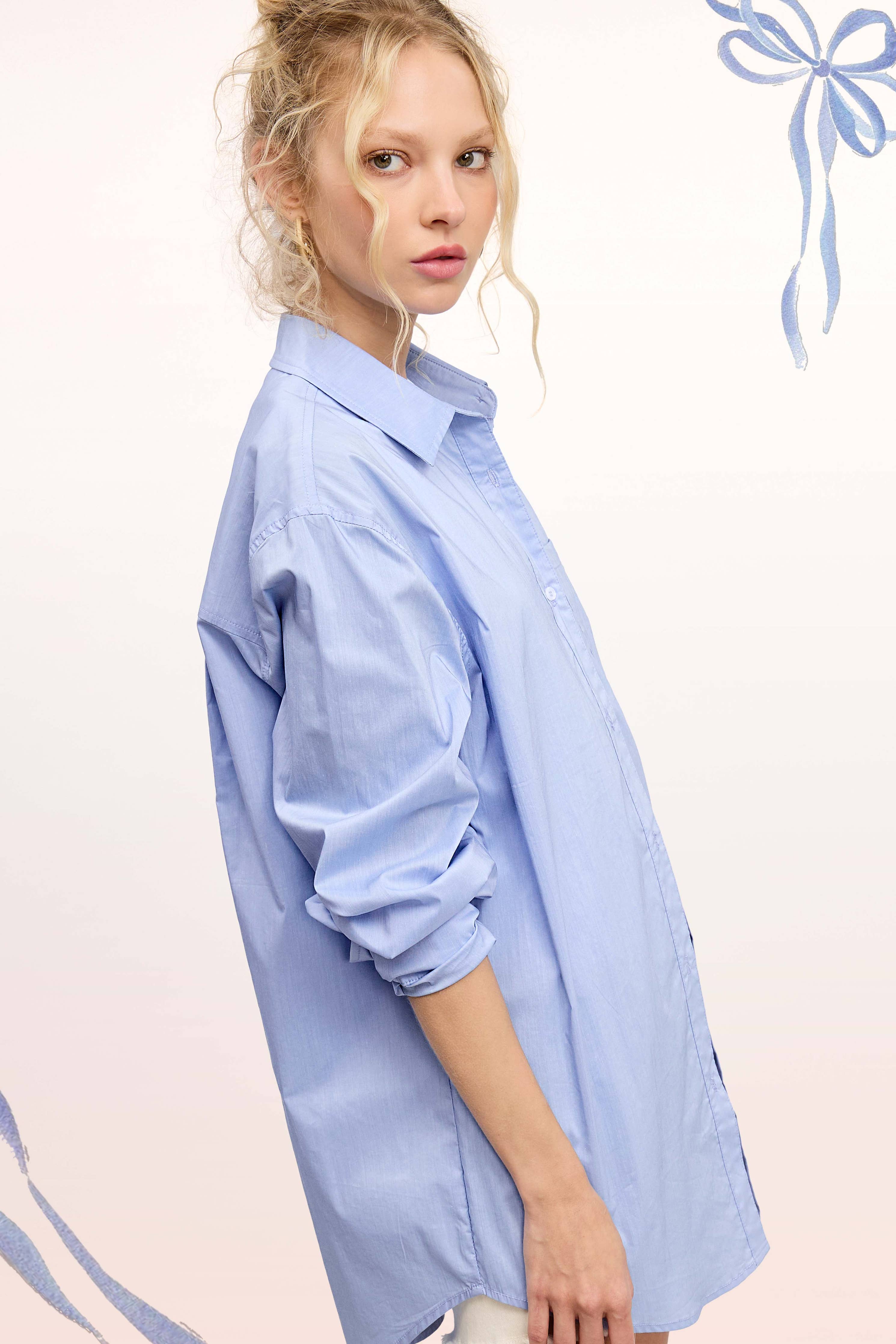 Blue Button Down Top