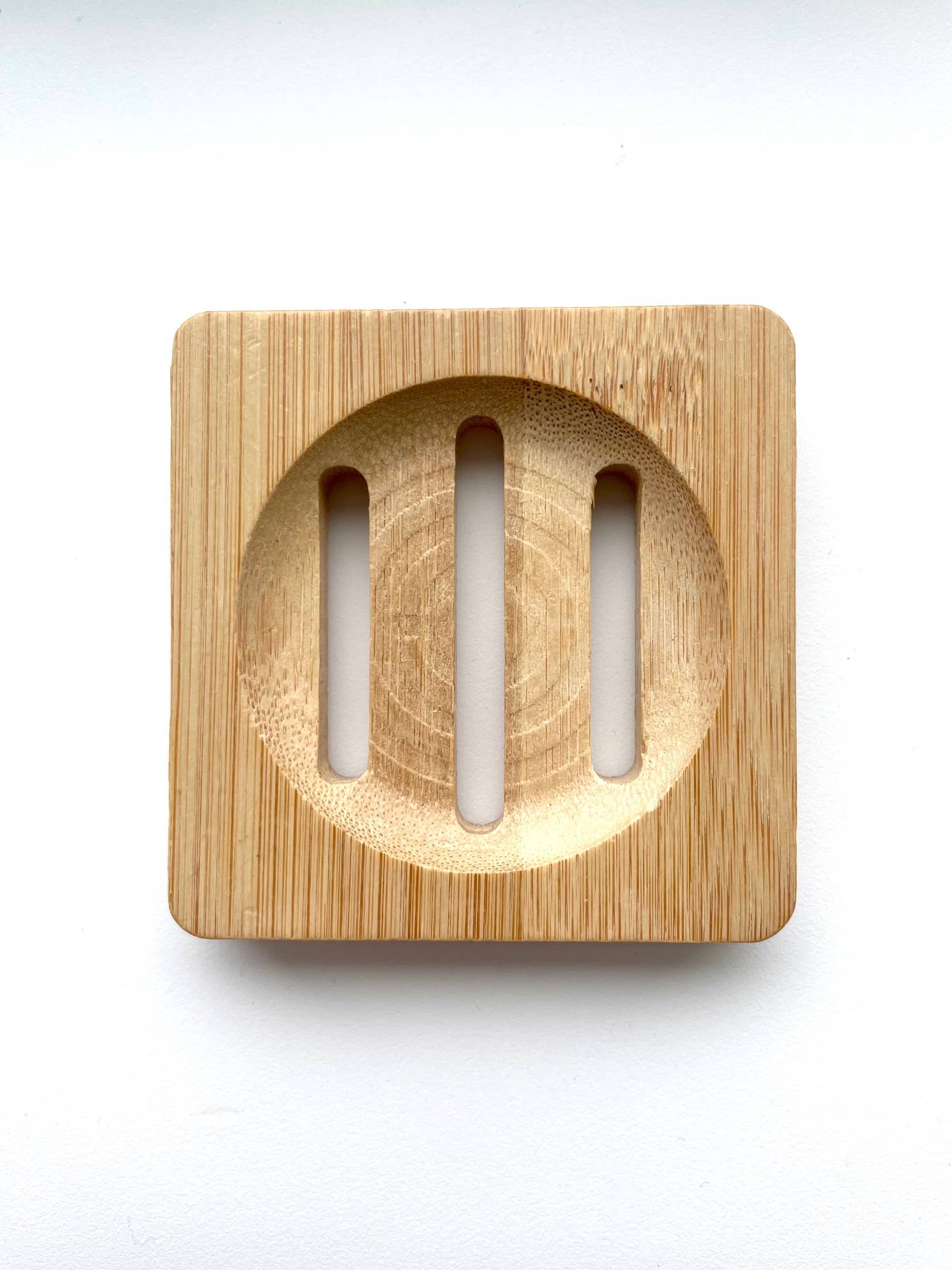 Bamboo Wood Tray for Soap, Shower Steamers Round Square 3"