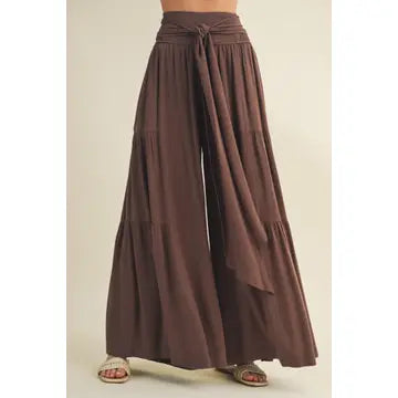 Tie Waist Wide Leg Pants