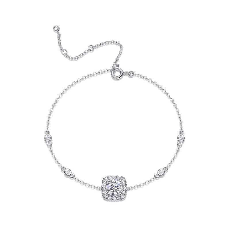 Moissanite Stacking Station Bracelet in 925 Sterling Silver
