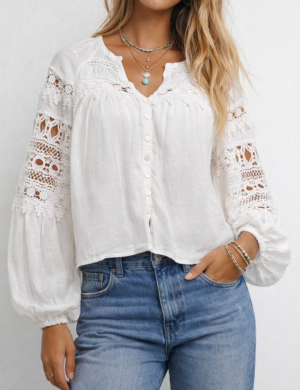 Embroidery Hollow-Out Top
