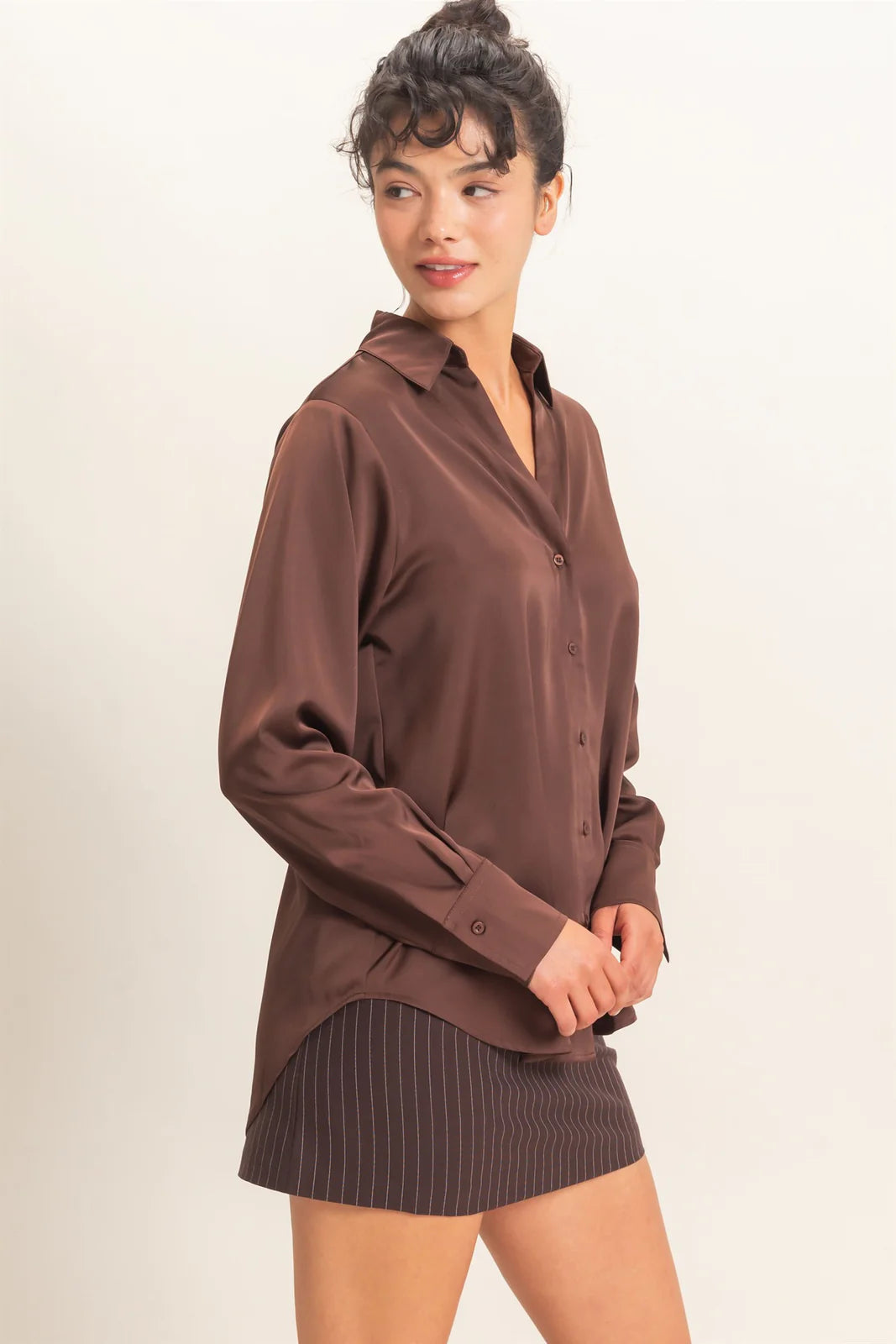 Silky Button-Down Top