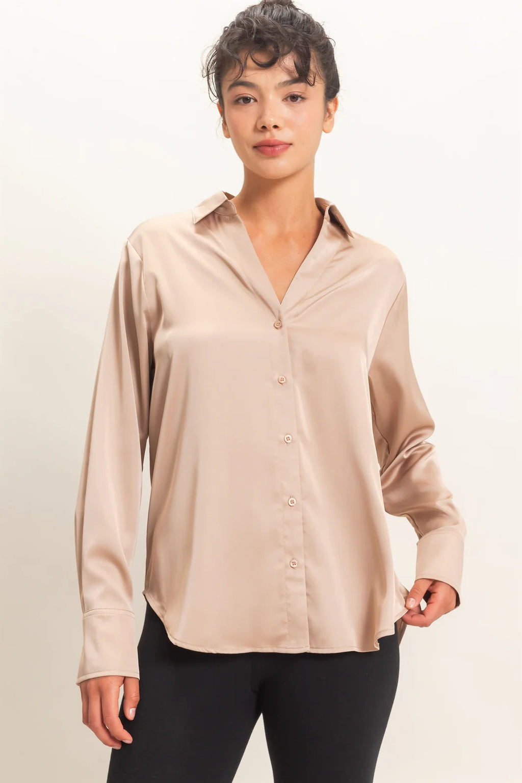 Silky Button-Down Top