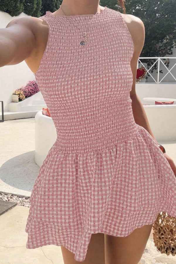 Mini Pink Plaid Dress