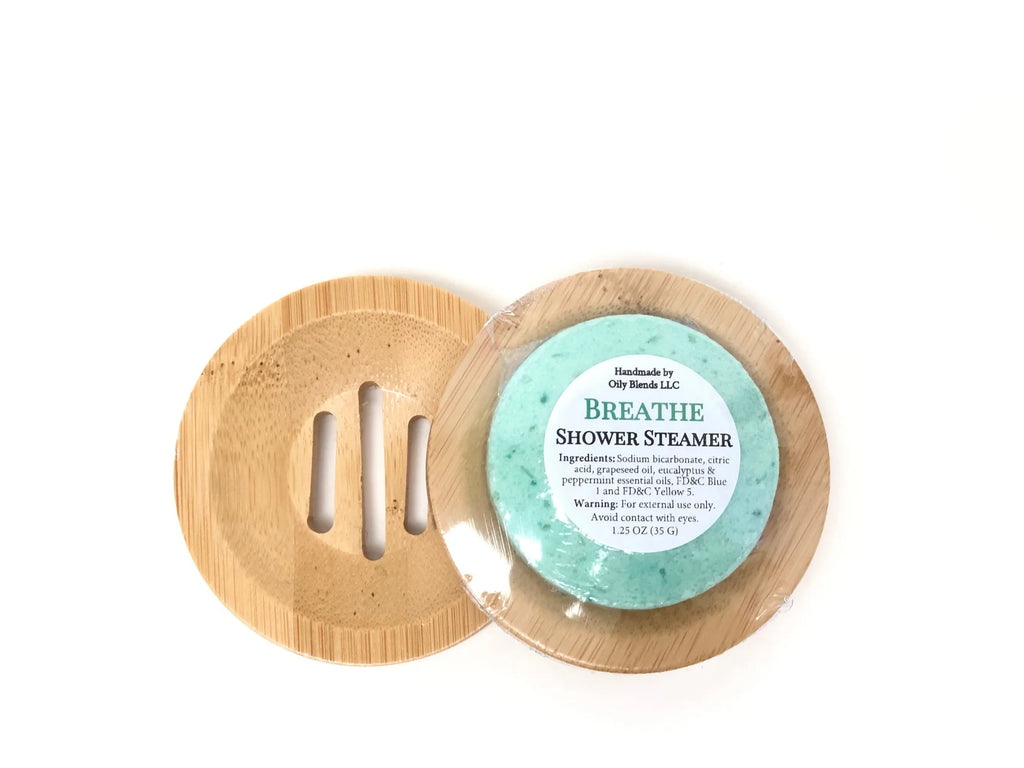 Bamboo Wood Tray for Soap, Shower Steamers Round Square 3"